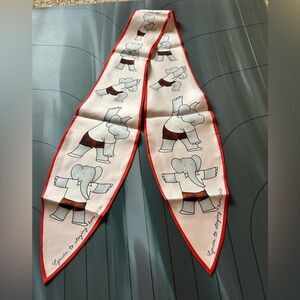 Elephant Print Skinny Scarf Twilly Inspired by Lanvin